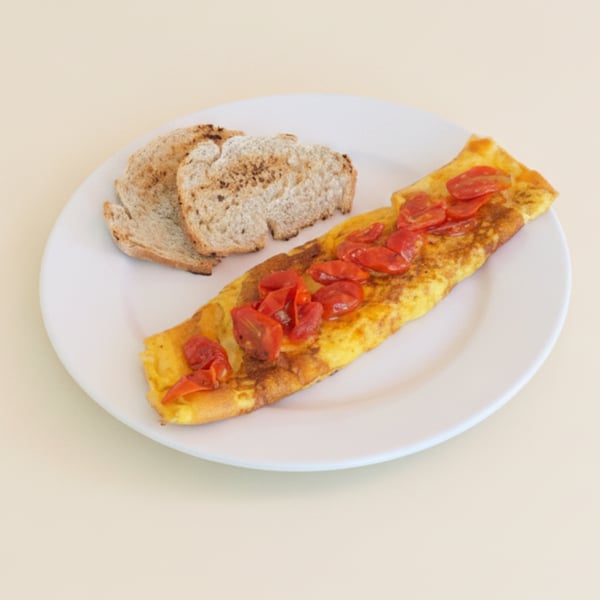 Omelete de queso y tomate